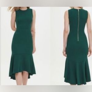 Calvin Klein Women's Green High-low Midi Scuba Dress